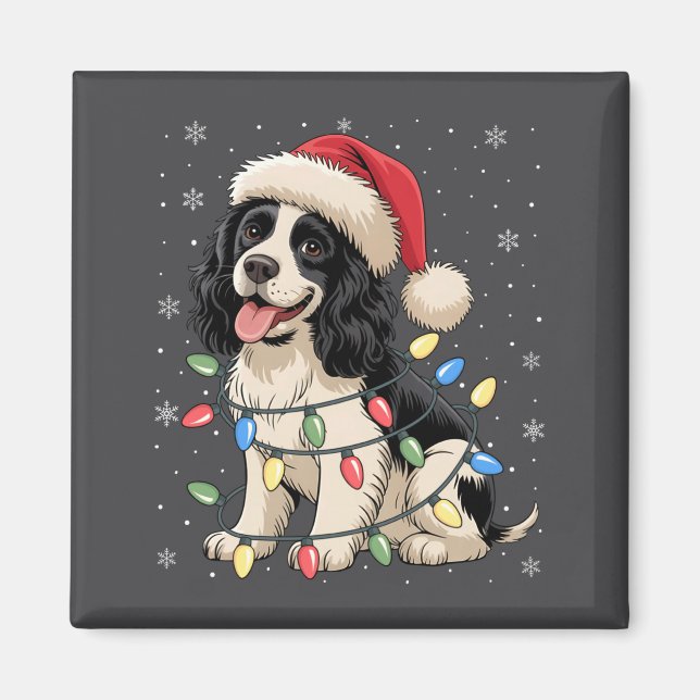 Imã English Springer Spaniel Dog Christmas Tree Lights (Frente)