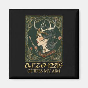 Imã Engraçada Deusa Grega Artemis Deer Caçando Mitolog