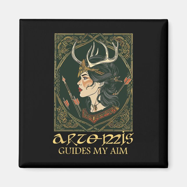 Imã Engraçada Deusa Grega Artemis Deer Caçando Mitolog (Frente)