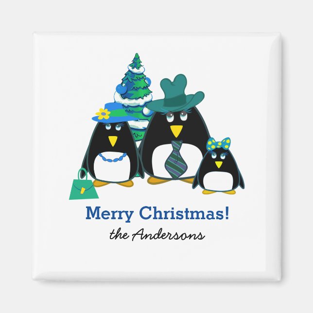 Imã Engraçada Família Penguin Fúria Gift Magnets (Frente)