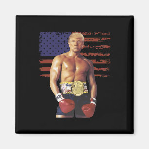Imã Engraçada Trump Rocky Boxer Memer Boxer USA Flag P