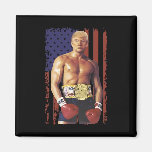 Imã Engraçada Trump Rocky Boxer Memer Boxer USA Flag P (Frente)