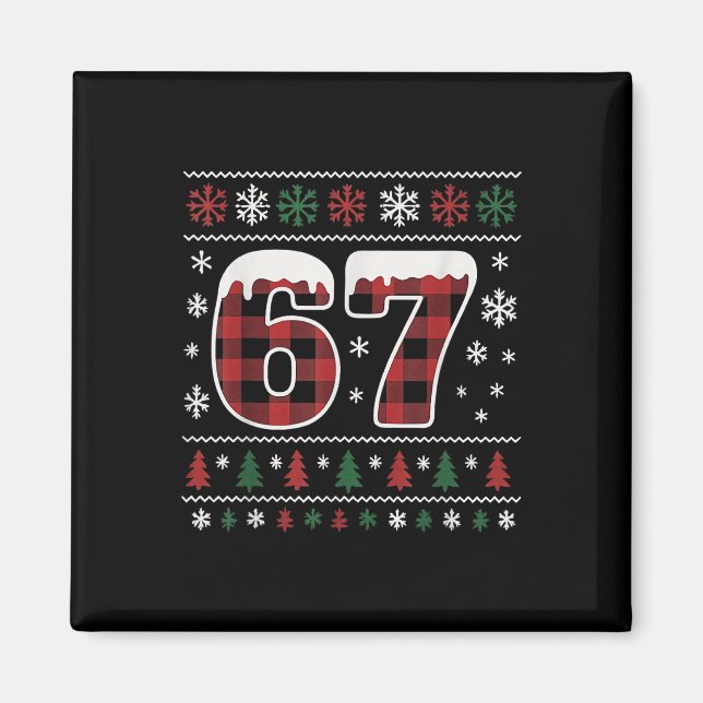 Imã Engraçado 67 Seis Sete Meme Brainrot Cringe Natal  (Frente)