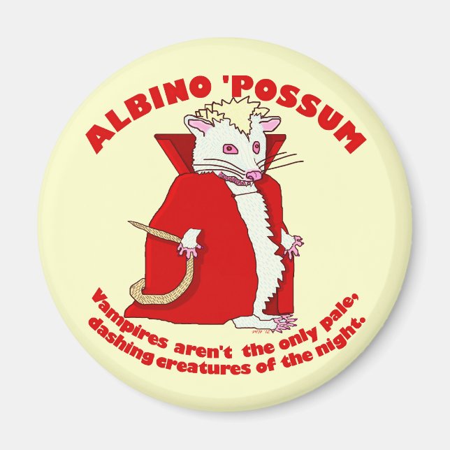 Imã Engraçado Albino Possum Vampiro Humor Animal (Frente)