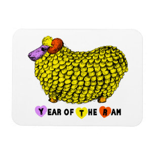 Ímã Engraçado Amarelo Ram Chinês Ano Zodiodata Anivers