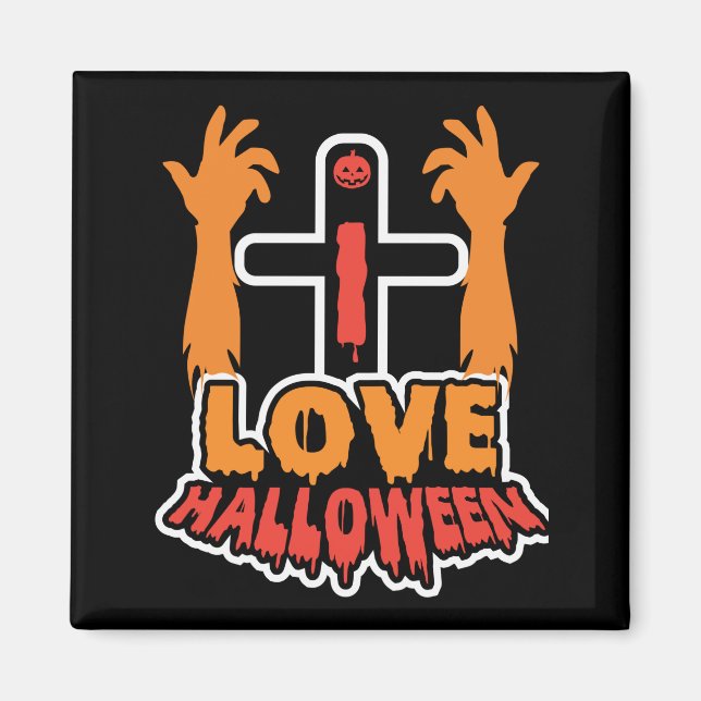 Imã Engraçado Amor Halloween Spookie Mãos Zombie (Frente)