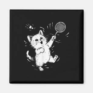 Imã Engraçado Badminton Cujo Gato De Badminton Jogador