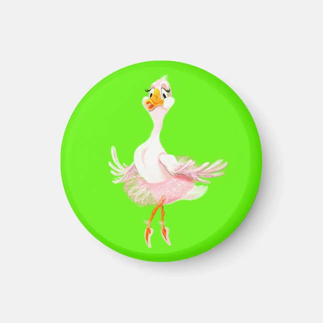 Imã Engraçado Ballerina Duck Magnet (Frente)