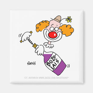 Imã Engraçado Beaujolais Wine Humor Clowon Cartoon