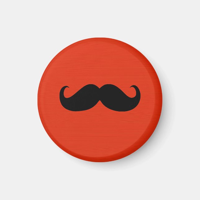 Imã Engraçado bigode preto no fundo vermelho-alaranjad (Frente)