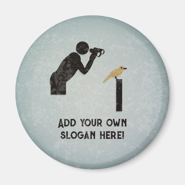 Imã Engraçado Birdwatcher - seu texto - pintura de met (Frente)