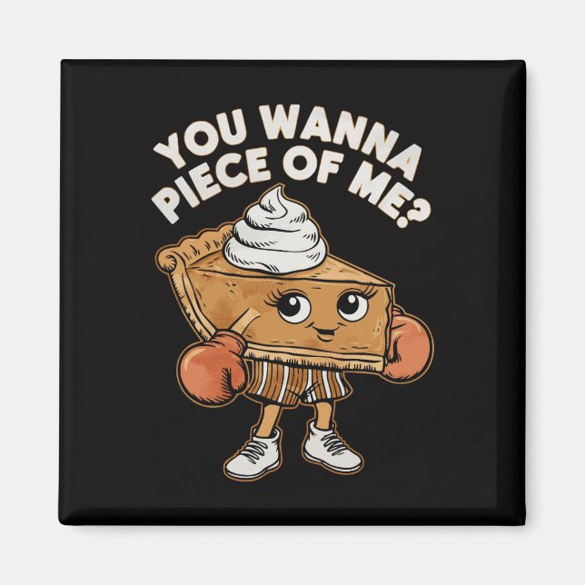 Imã Engraçado Boxing Pumpkin Pie Você Quer Pi (Frente)