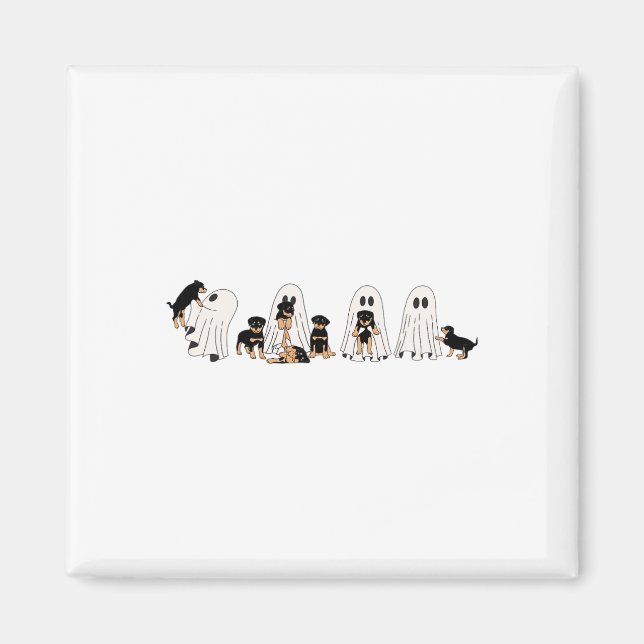 Imã Engraçado Bruxa Rottweiler Cachorros Fantasmas Em  (Frente)