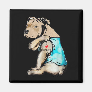 Imã Engraçado Cachorro Pitbuloso Adoro Vovô Tattoo Eng