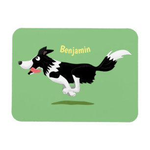 Ímã Engraçado Cão da Borda Collie executando desenho