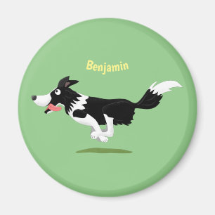 Imã Engraçado Cão da Borda Collie executando desenho a