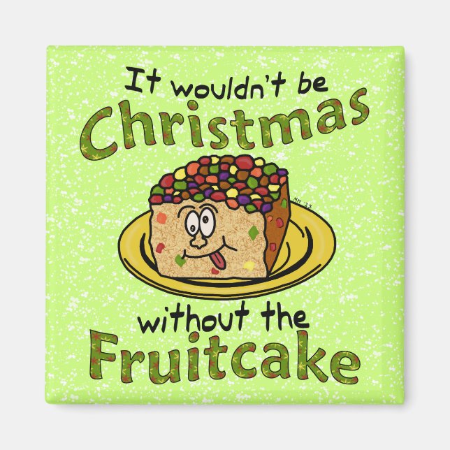 Imã Engraçado Cartoon Fruitcake de Natal (Frente)
