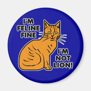 Imã Engraçado Cat Pun Orange Feline Gatinho