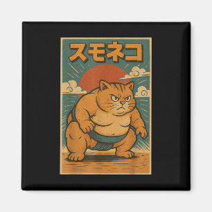 Imã Engraçado Cat Sumo Wrestler Anime de Arte Japonês 