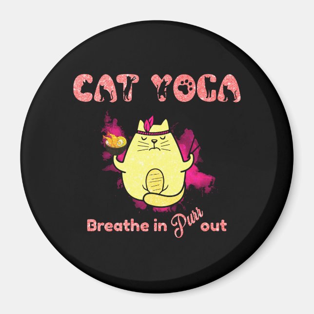 Imã Engraçado Cat Yoga (Frente)