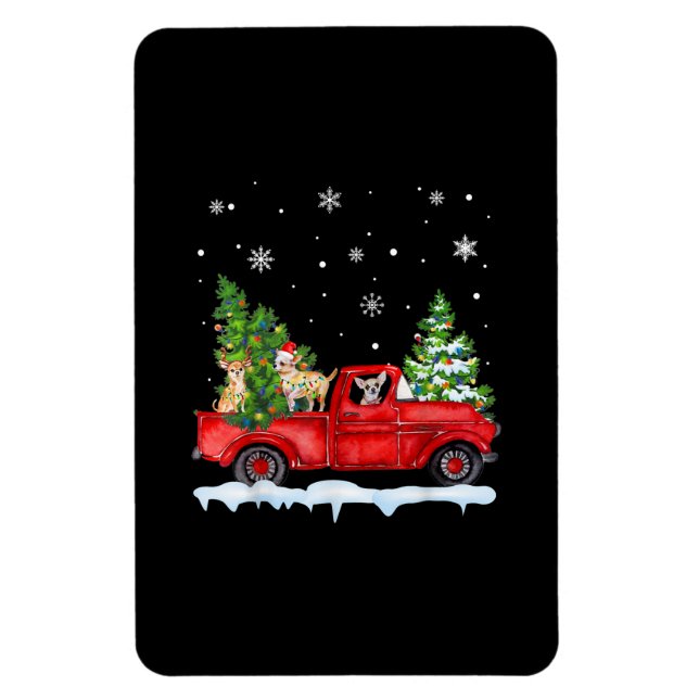 Ímã Engraçado Chihuahua com Férias de Natal de Caminhã (Vertical)