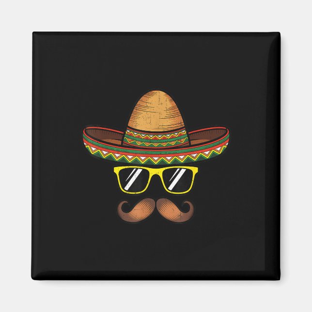 Imã Engraçado Cinco De Mayo Funny Sombrero Hat Com Sun (Frente)