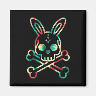 Imã Engraçado Coelhinho Retro Tie Dye Cony Skull