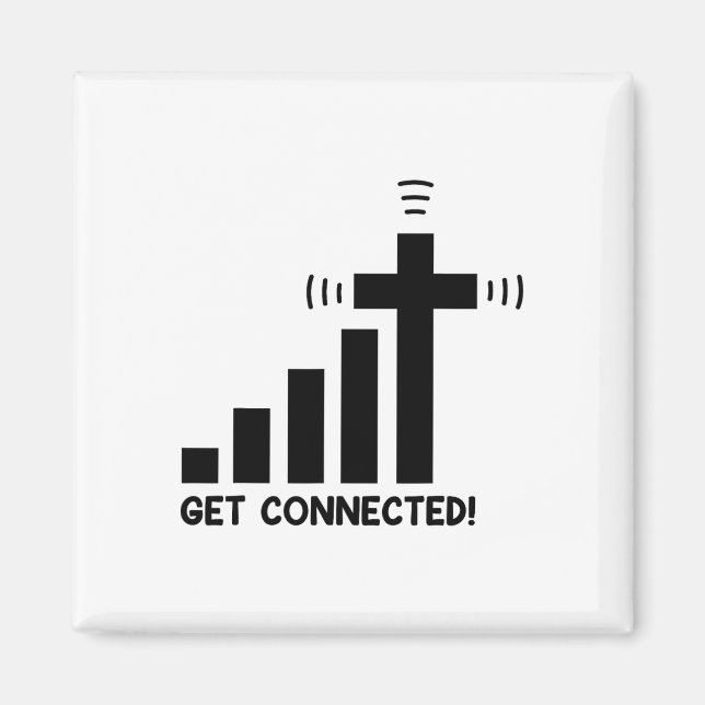 Imã Engraçado Conecte-se Jesus Cristo Fé Cristã Eu (Frente)
