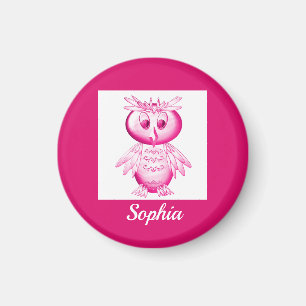 Imã Engraçado Coruja Rosa Personalizada Crianças