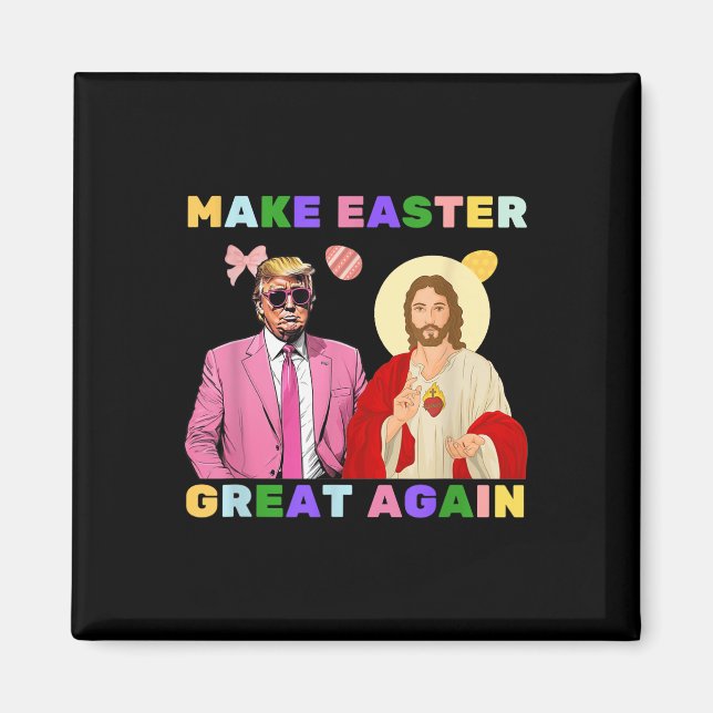 Imã Engraçado Cristo Jesus Faça Excelente Páscoa Novam (Frente)