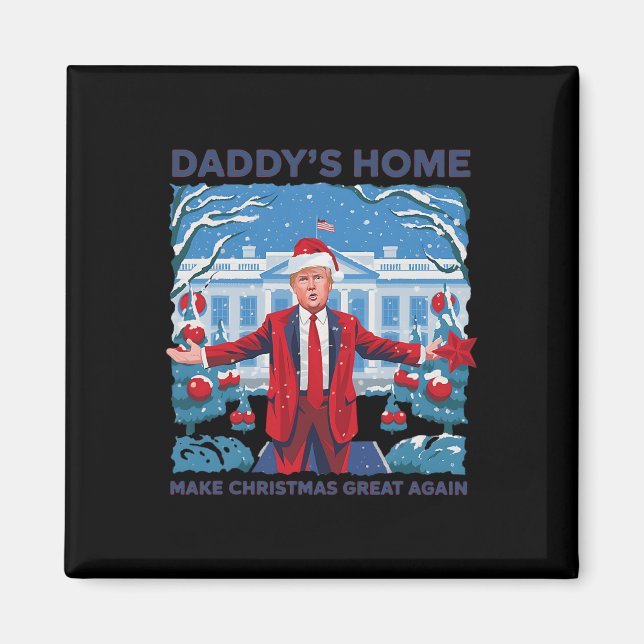 Imã Engraçado Daddys Home Trump Feio Sweater De Natal  (Frente)