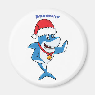Imã Engraçado desenho animado de tubarão de Natal