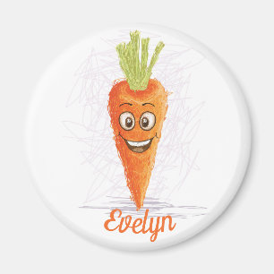 Imã Engraçado desenho de cenoura laranja com nome de