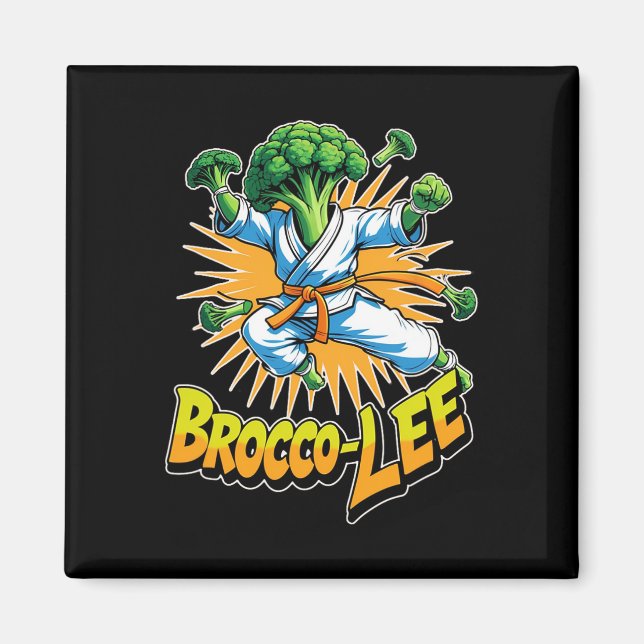 Imã Engraçado Design Brocco Lee Em Karate Action (Frente)