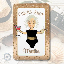 Ímã Engraçado Dizer Pintinhos Ahoy Cartoon Bold Cruise