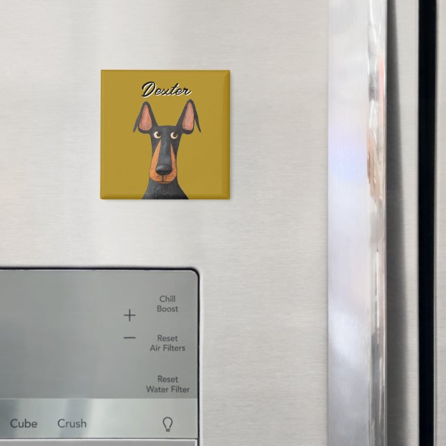 Imã Engraçado Doberman Negro Tan Mostard Amarelo (In Situ (Fridge))