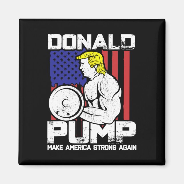Imã Engraçado Donald Trump Pondo Levantando Coluna (Frente)