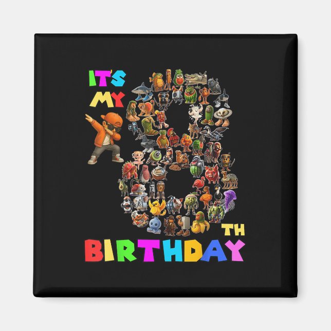 Imã Engraçado É Meu 8º aniversário Memória do Brainrot (Frente)