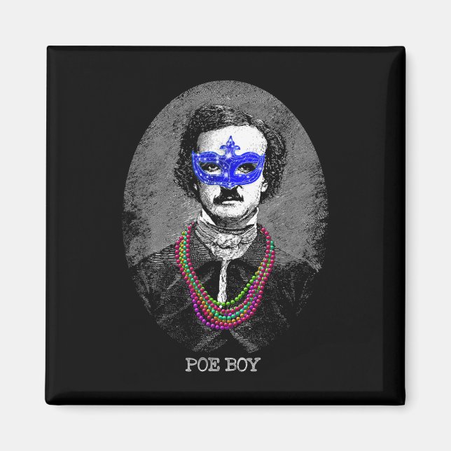 Imã Engraçado Edgar Allan Poe Mardi Gras Mashup (Frente)