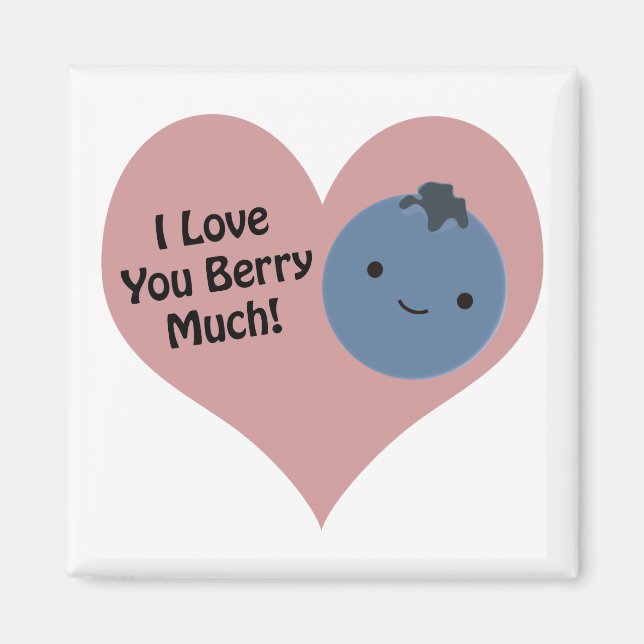 Imã Engraçado Eu Te Amo Muito Bonito Kawaii Blueberry (Frente)