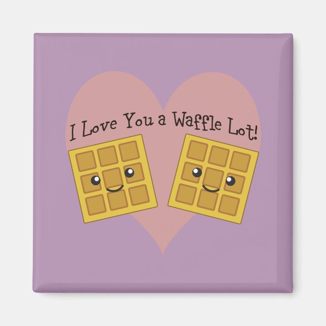 Imã Engraçado Eu Te Amo Um Waffle Lot Bonito Kawaii Wa (Frente)