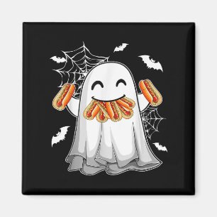 Imã Engraçado Fantasma Comendo Hotdog Feliz Figurino d