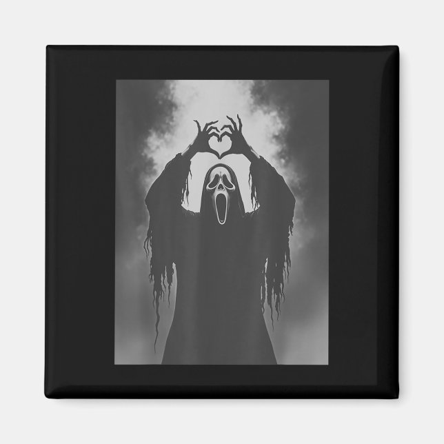 Imã Engraçado Fantasma Mão Coração Sinal Spooky Figuru (Frente)