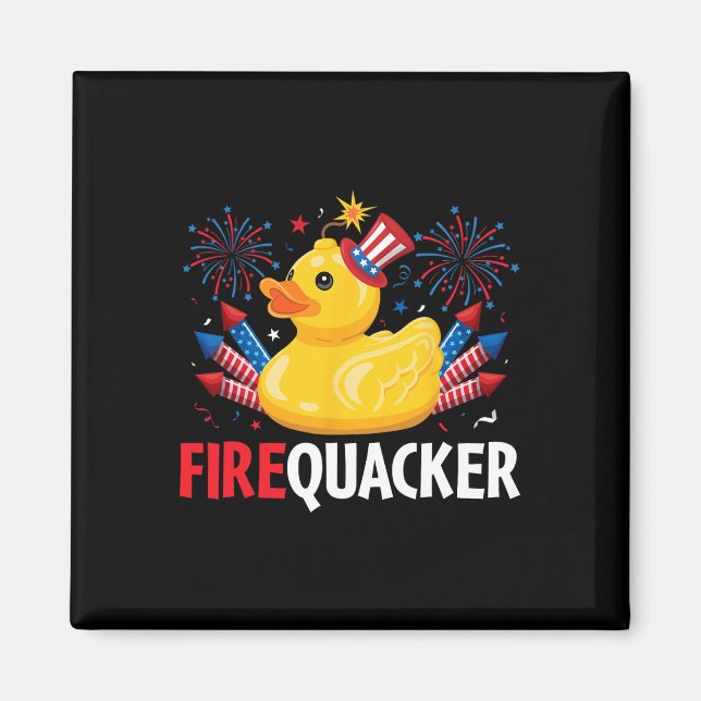 Imã Engraçado Firecracker Duck 4 De Julho (Frente)