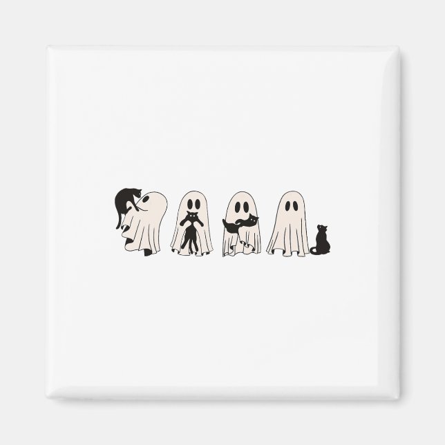 Imã Engraçado Ghost Black Cat Spooky, Truque Ou Tratar (Frente)
