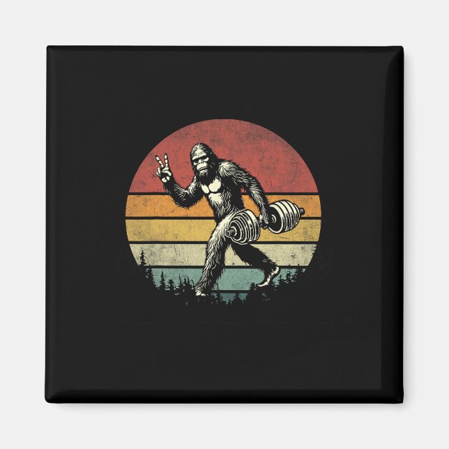 Imã Engraçado Giro Elevante Do Pé-Grande Retro Sasquat (Frente)