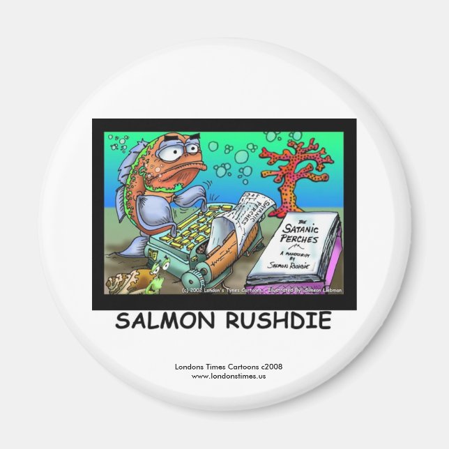 Imã Engraçado Ímã de Peixe Salman Rushdie (Frente)