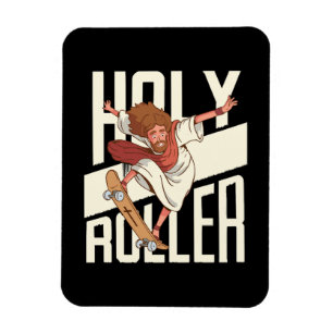 Ímã Engraçado Jesus de Patins Holy Roller