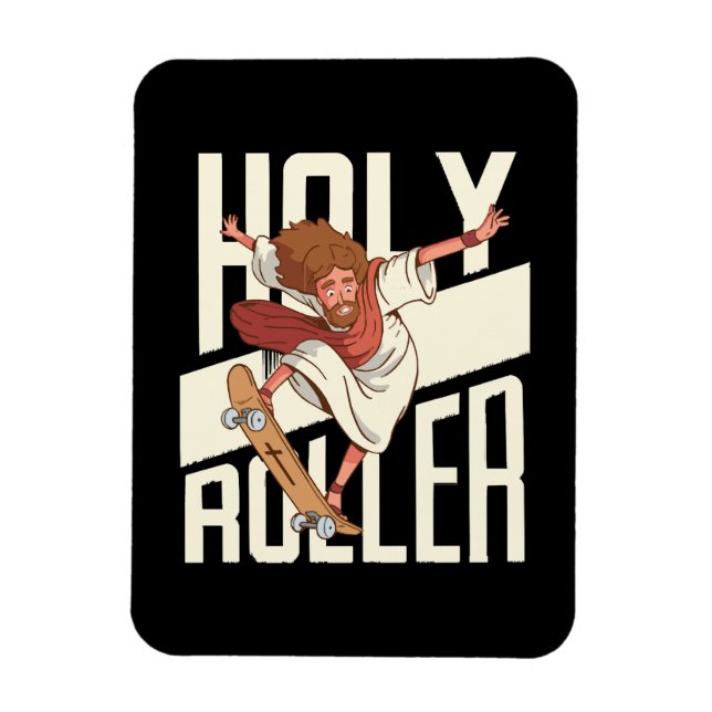 Ímã Engraçado Jesus de Patins Holy Roller (Vertical)