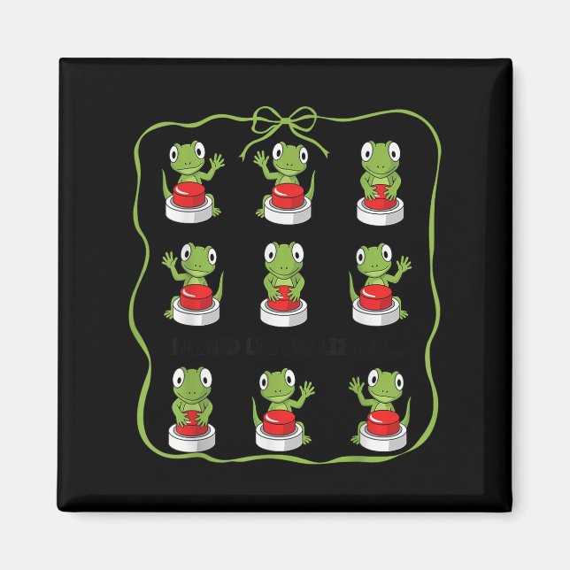 Imã Engraçado Lizard Lizard Animal Button Meme (Frente)